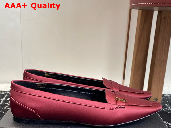 Saint Laurent Poppy Ballerinas in Satin Crepe Red Replica