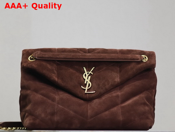 Saint Laurent Puffer Medium Bag in Brown Suede Leather Replica