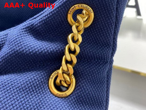 Saint Laurent Puffer Medium Bag in Canvas and Smooth Leather Marine Replica