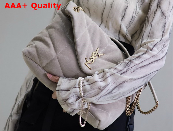 Saint Laurent Puffer Medium Bag in Light Grey Suede Leather Replica