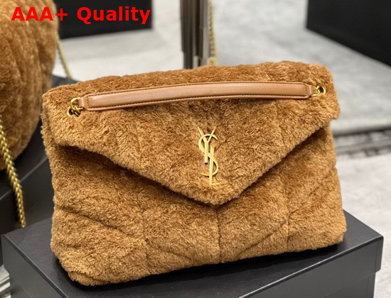 Saint Laurent Puffer Medium Bag in Merino Shearling and Lambskin Natural Brown Replica