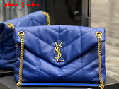 Saint Laurent Puffer Medium Chain Bag in Blue Quilted Lambskin Replica