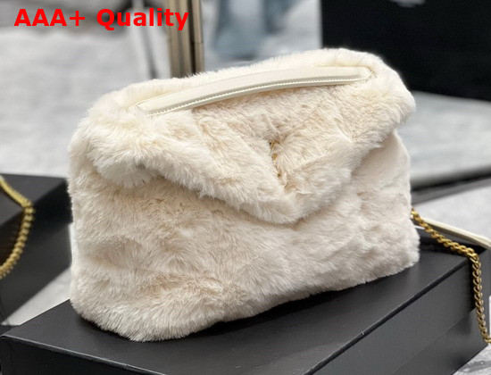 Saint Laurent Puffer Small Bag in Beige Merino Shearling and Lambskin Replica