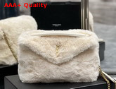 Saint Laurent Puffer Small Bag in Beige Merino Shearling and Lambskin Replica