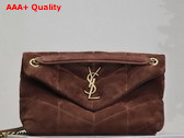 Saint Laurent Puffer Small Bag in Brown Suede Replica