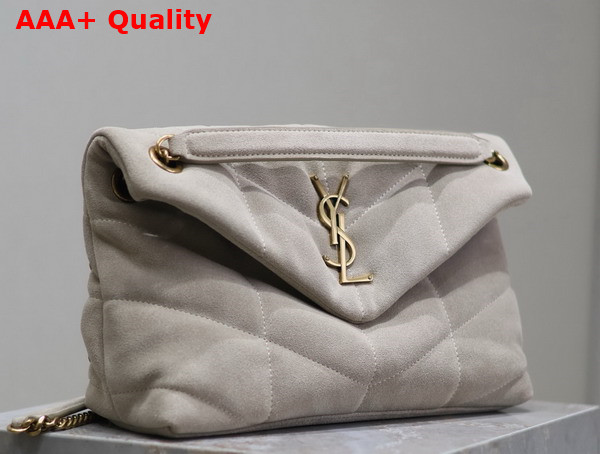 Saint Laurent Puffer Small Bag in Light Grey Suede Replica