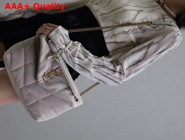 Saint Laurent Puffer Small Bag in Light Grey Suede Replica