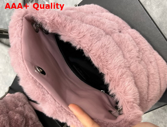 Saint Laurent Puffer Small Bag in Merino Shearling and Lambskin Pink Replica