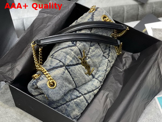 Saint Laurent Puffer Small Bag in Quilted Vintage Denim and Calfskin Replica
