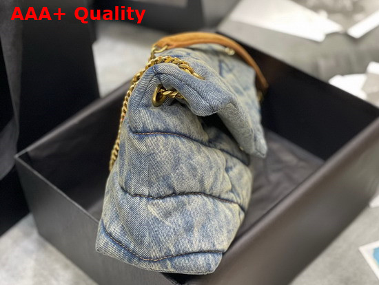 Saint Laurent Puffer Small Bag in Quilted Vintage Denim and Suede Rodeo Blue Replica