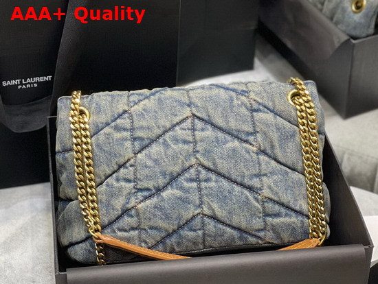 Saint Laurent Puffer Small Bag in Quilted Vintage Denim and Suede Rodeo Blue Replica