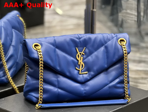 Saint Laurent Puffer Small Chain Bag in Blue Quilted Lambskin Replica