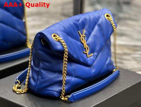 Saint Laurent Puffer Small Chain Bag in Blue Quilted Lambskin Replica