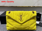 Saint Laurent Puffer Small Chain Bag in Canvas and Smooth Leather Jaune Citron Replica