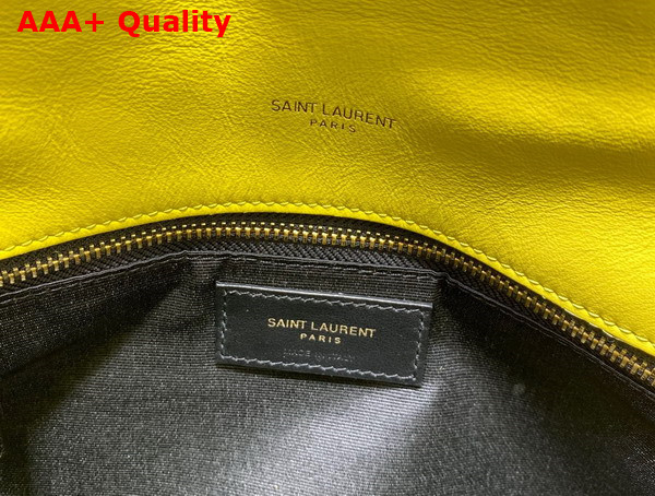 Saint Laurent Puffer Small Chain Bag in Canvas and Smooth Leather Jaune Citron Replica