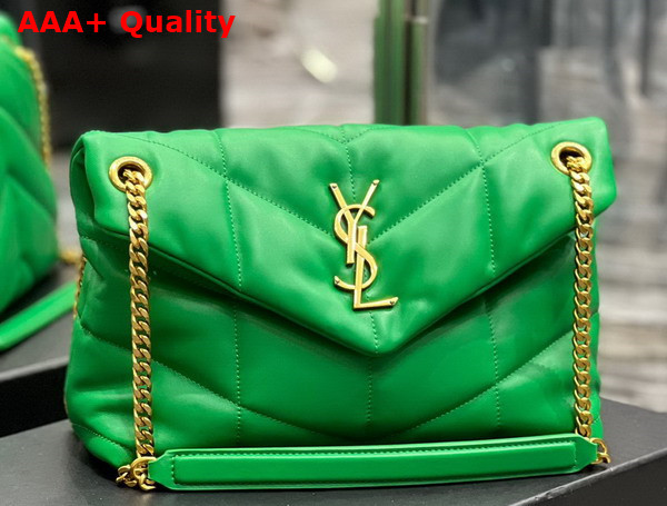 Saint Laurent Puffer Small Chain Bag in Emerald Green Quilted Lambskin Replica