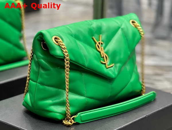 Saint Laurent Puffer Small Chain Bag in Emerald Green Quilted Lambskin Replica