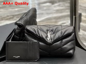 Saint Laurent Puffer Small Pouch in Black Quilted Lambskin Replica