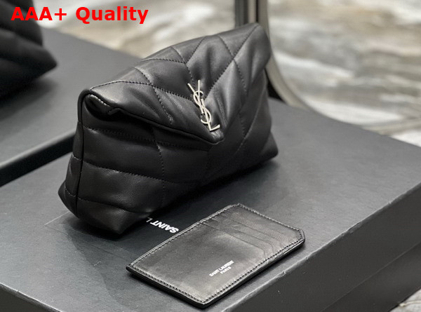 Saint Laurent Puffer Small Pouch in Black Quilted Lambskin Replica
