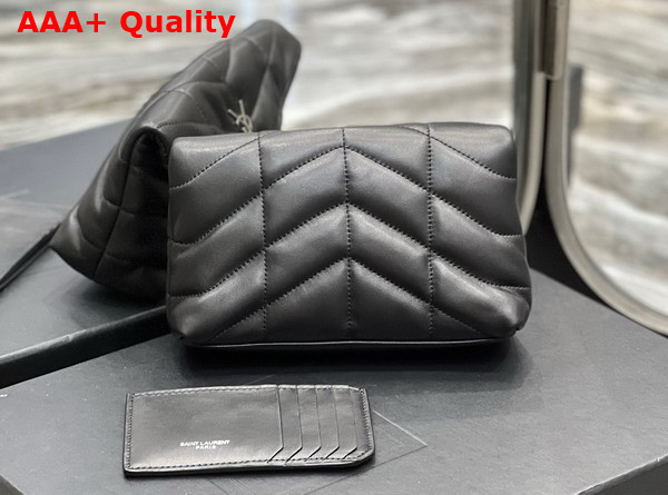 Saint Laurent Puffer Small Pouch in Black Quilted Lambskin Replica