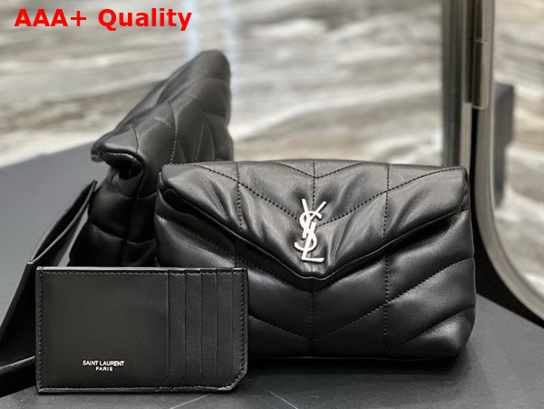 Saint Laurent Puffer Small Pouch in Black Quilted Lambskin Replica