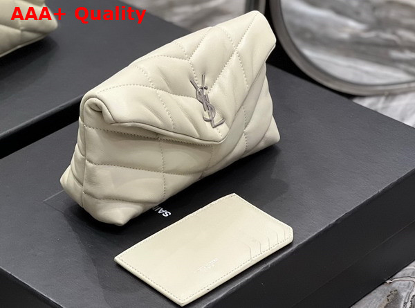 Saint Laurent Puffer Small Pouch in Blanc Vintage Quilted Lambskin Replica