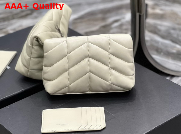 Saint Laurent Puffer Small Pouch in Blanc Vintage Quilted Lambskin Replica