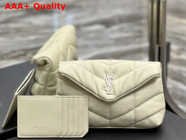 Saint Laurent Puffer Small Pouch in Blanc Vintage Quilted Lambskin Replica