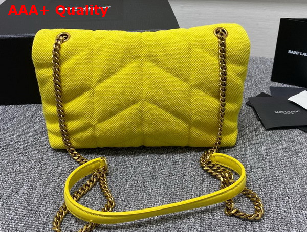 Saint Laurent Puffer Toy Bag in Canvas and Smooth Leather Jaune Citron Replica