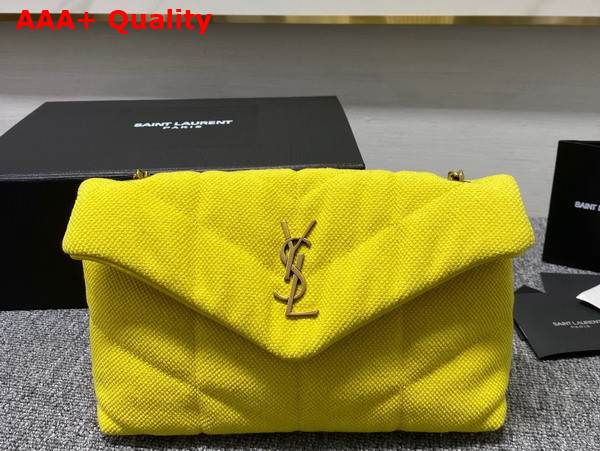 Saint Laurent Puffer Toy Bag in Canvas and Smooth Leather Jaune Citron Replica