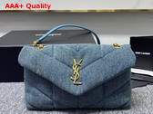 Saint Laurent Puffer Toy Bag in Canvas and Smooth Leather Light Blue Replica