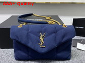 Saint Laurent Puffer Toy Bag in Canvas and Smooth Leather Marine Replica