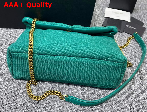 Saint Laurent Puffer Toy Bag in Green Canvas and Smooth Leather Replica