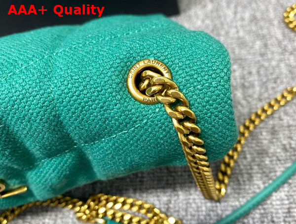Saint Laurent Puffer Toy Bag in Green Canvas and Smooth Leather Replica