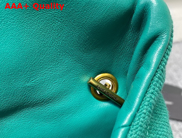 Saint Laurent Puffer Toy Bag in Green Canvas and Smooth Leather Replica