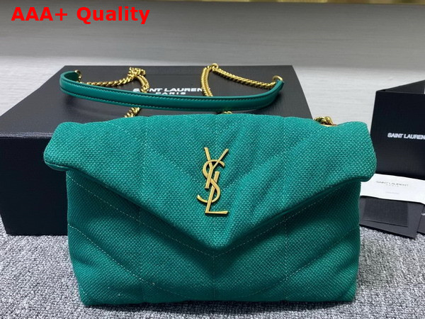 Saint Laurent Puffer Toy Bag in Green Canvas and Smooth Leather Replica