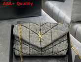 Saint Laurent Puffer Toy Bag in Quilted Vintage Denim and Suede Rodeo Blue Replica