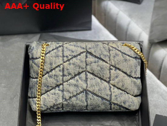 Saint Laurent Puffer Toy Bag in Quilted Vintage Denim and Suede Rodeo Blue Replica