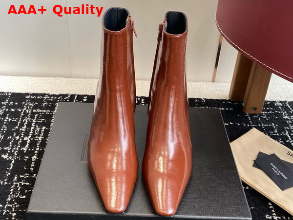 Saint Laurent Rainer Boots in Brown Smooth Leather Replica