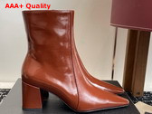 Saint Laurent Rainer Boots in Brown Smooth Leather Replica