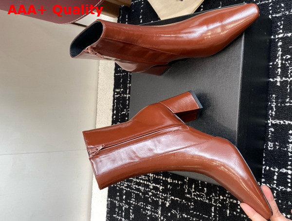 Saint Laurent Rainer Boots in Brown Smooth Leather Replica