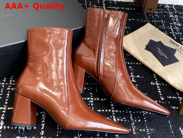 Saint Laurent Rainer Boots in Brown Smooth Leather Replica