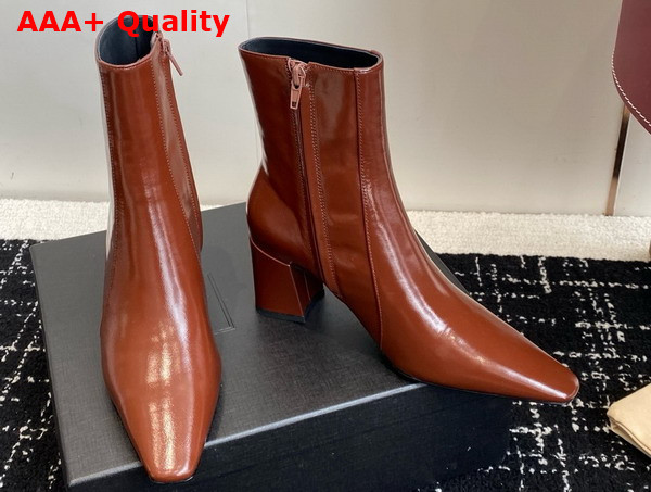 Saint Laurent Rainer Boots in Brown Smooth Leather Replica