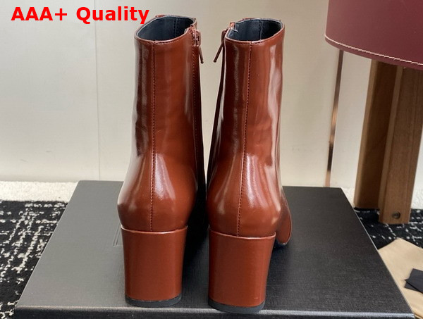Saint Laurent Rainer Boots in Brown Smooth Leather Replica