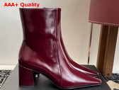 Saint Laurent Rainer Boots in Vintage Bordeaux Smooth Leather Replica