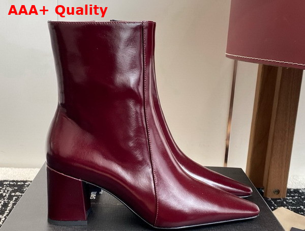 Saint Laurent Rainer Boots in Vintage Bordeaux Smooth Leather Replica