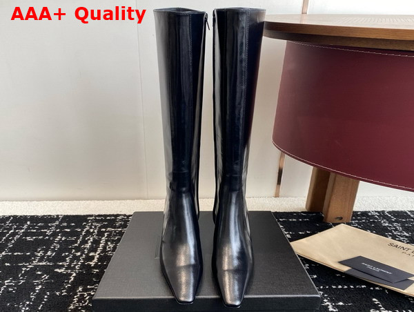 Saint Laurent Rainer High Boots in Black Smooth Leather Replica