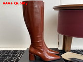 Saint Laurent Rainer High Boots in Brown Smooth Leather Replica