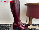 Saint Laurent Rainer High Boots in Vintage Bordeaux Smooth Leather Replica