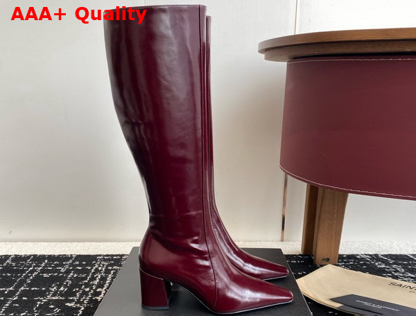 Saint Laurent Rainer High Boots in Vintage Bordeaux Smooth Leather Replica